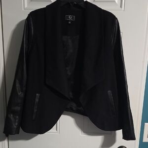 G by Giuliana Black Blazer with Leather Sleeves
